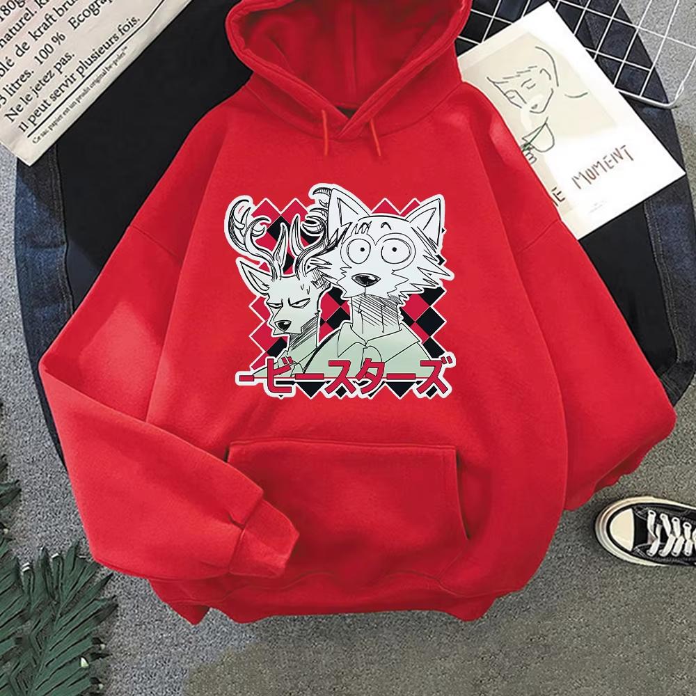 Hoodies Men Women Fashion Spring/autumn Pink Anime Sweatshirt Legoshi Beastars Print Clothing Harajuku Casual Unisex Clothes