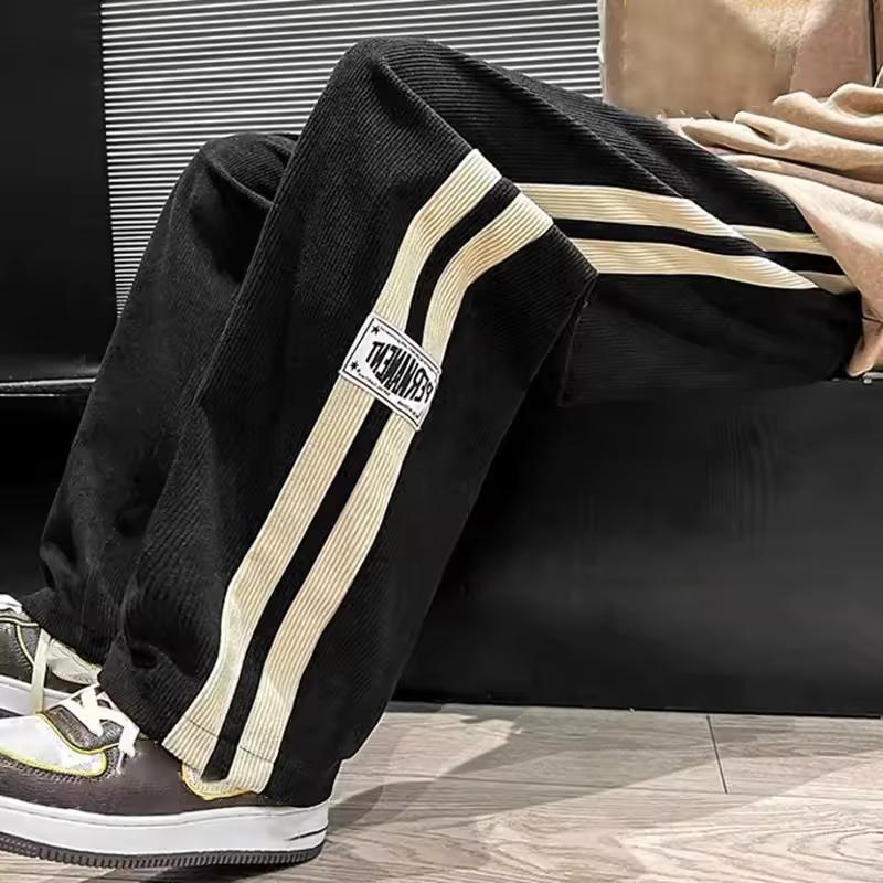 High Street Casual Pants Men Wide-leg Straight Corduroy Trousers Spring Autumn Jogger Couple Streetwear Sweatpants