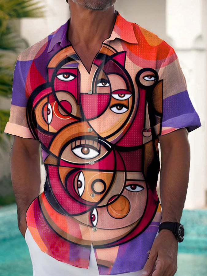 Línea Casual Primavera y Verano Facebook Camisa Hawaiana Estampada 1D Hombres Fabricante Comercial Viento Ligero Maduro Lino