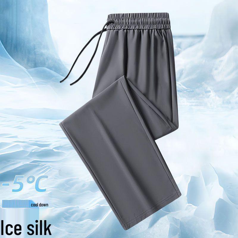 Men's Casual Black Ice Silk Sports Shorts - Lightweight & Loose Fit