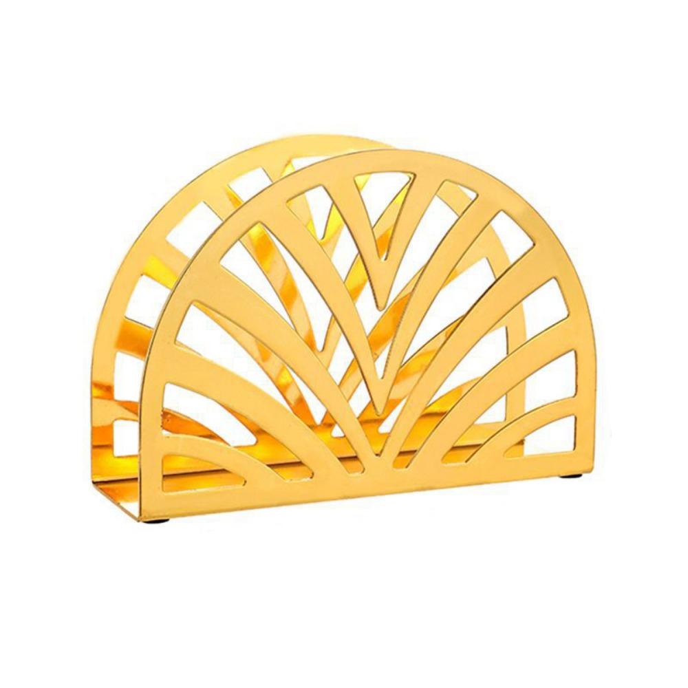 Non-slip Bottom Iron Art Paper Towel Holder Hollow Desktop Tissue Stand  Home