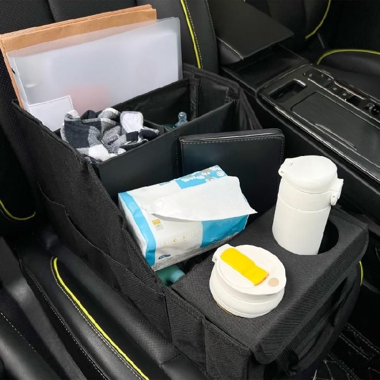 Multiunctional Automotive Organizers With 4 Storage Compartments Double Cup Holders For Car Interior Organization System