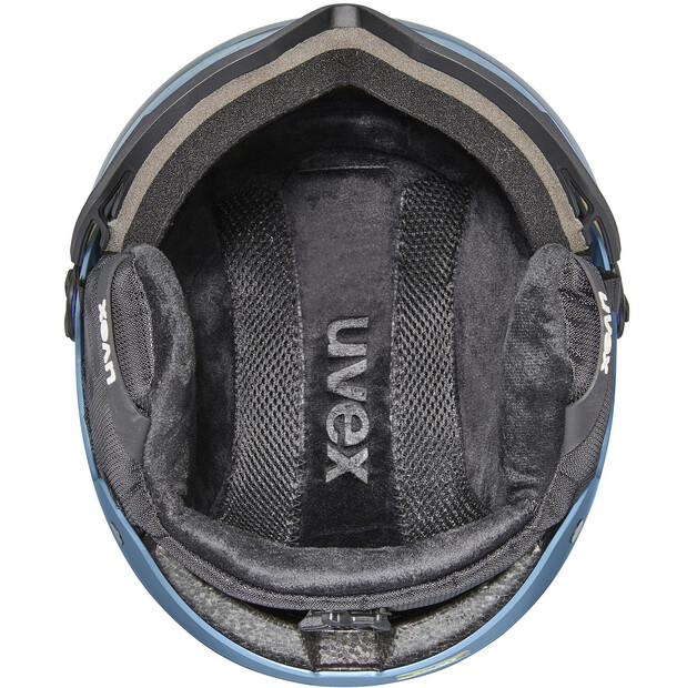 Горнолыжный шлем uvex Wanted Visor stone matt синий