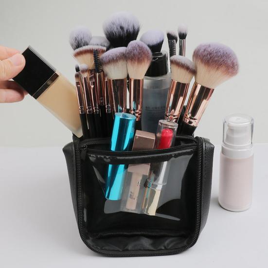 Vertikální kosmetická taštička Vodotěsný přenosný organizér na štětce na make-up Velkokapacitní stojící kosmetická taška na cestování, služební cesty