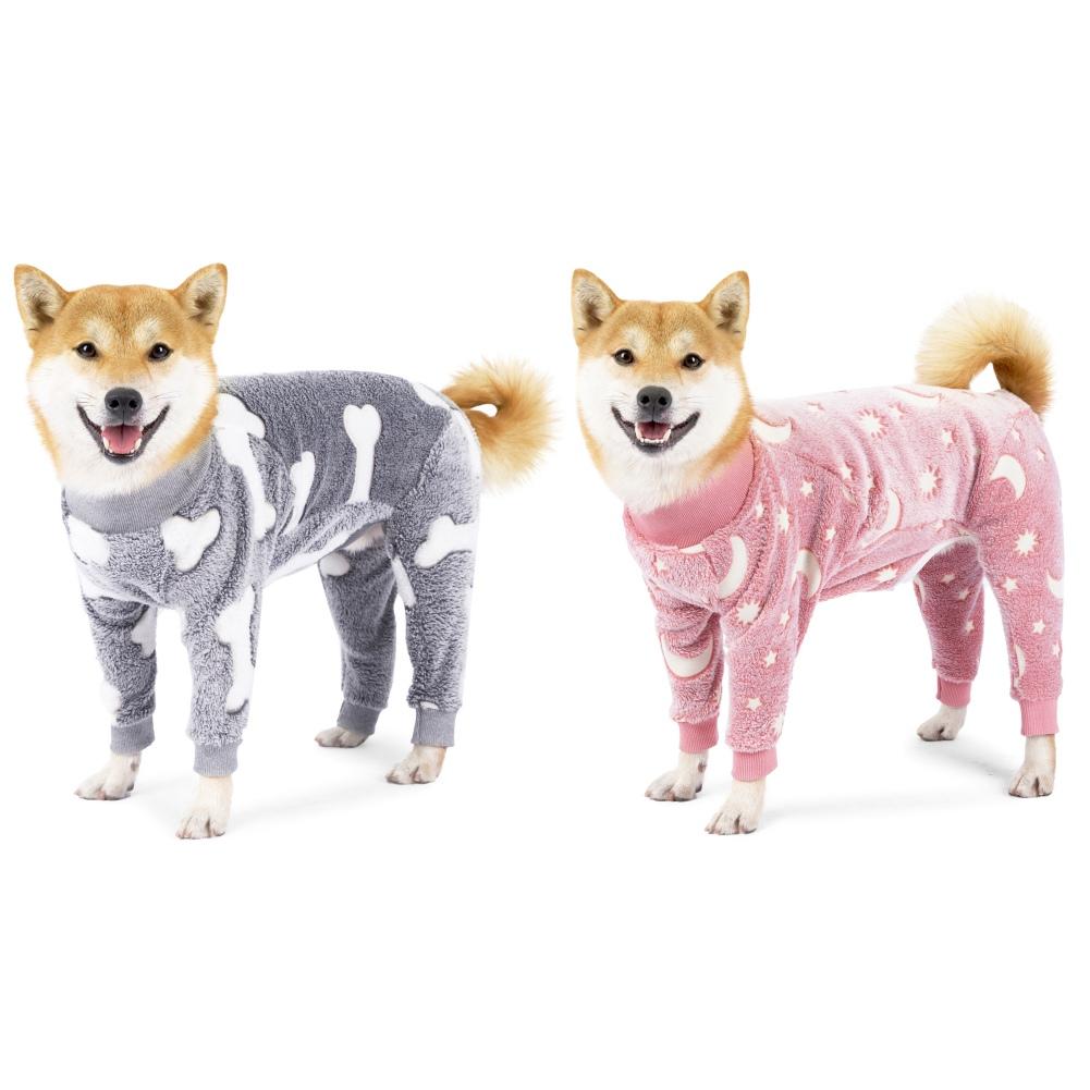 S-XXL Flannel Pet Pajamas For Medium Large Dogs Soft Winter Warm Dog Hoodie One-piece Warm Pet Clothes Fur Proof Bulldog Clothes