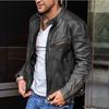 European & American Men's PU Leather Stand Collar Motorcycle Jacket - Autumn/Winter Punk Style