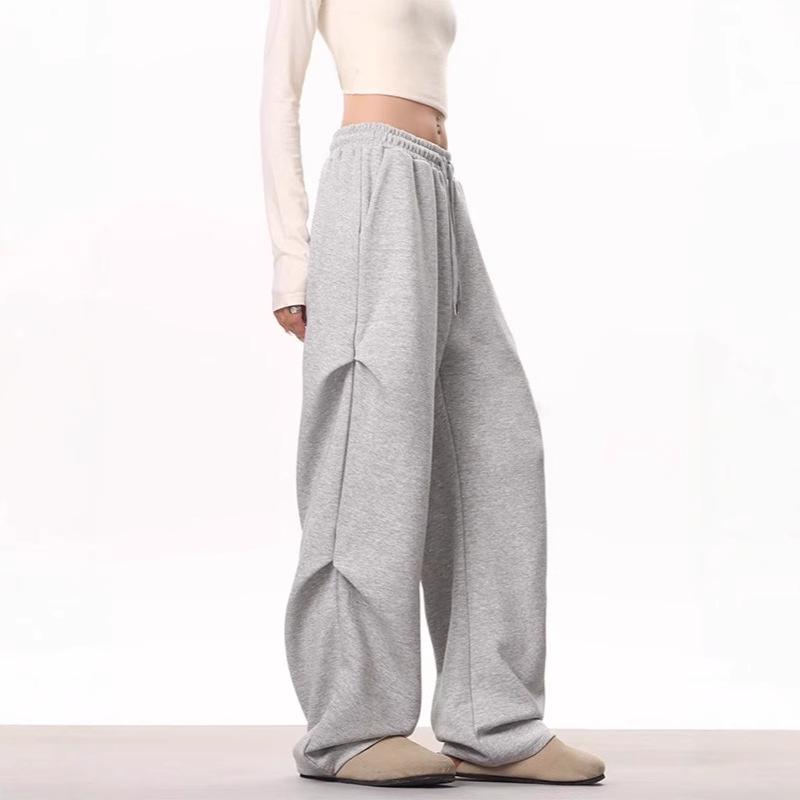 2025 Women's Solid Color Wide Leg Drawstring Casual Pants