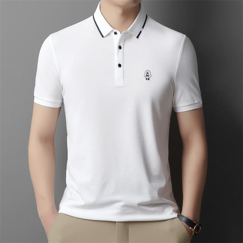 Summer New Solid Color Casual Polo Shirt Men's Business Lapel Thin Short-sleeved Breathable Men's T-shirt