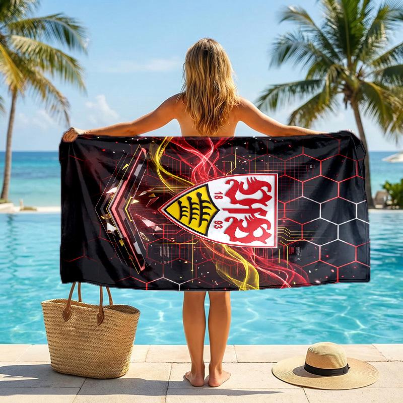 Asciugamano da Spiaggia Calcio VfB Stuttgart Morbida Microfibra Asciugamano Estivo Asciugatura Rapida Assorbente per Spiaggia Piscina Viaggio