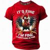 Funny Rooster Pattern Men's T-Shirts Fashion Letter Print Tees Casual O-neck Loose Short Sleeve Tops Street Hip Hop y2k Clothes