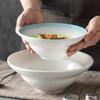 Creative Home Large Soup Bowl, Instant Noodle Bowl, Salad Bowl, High-End Large Soup Bowl, Internet Red White Stone Pattern Ceramic Tableware