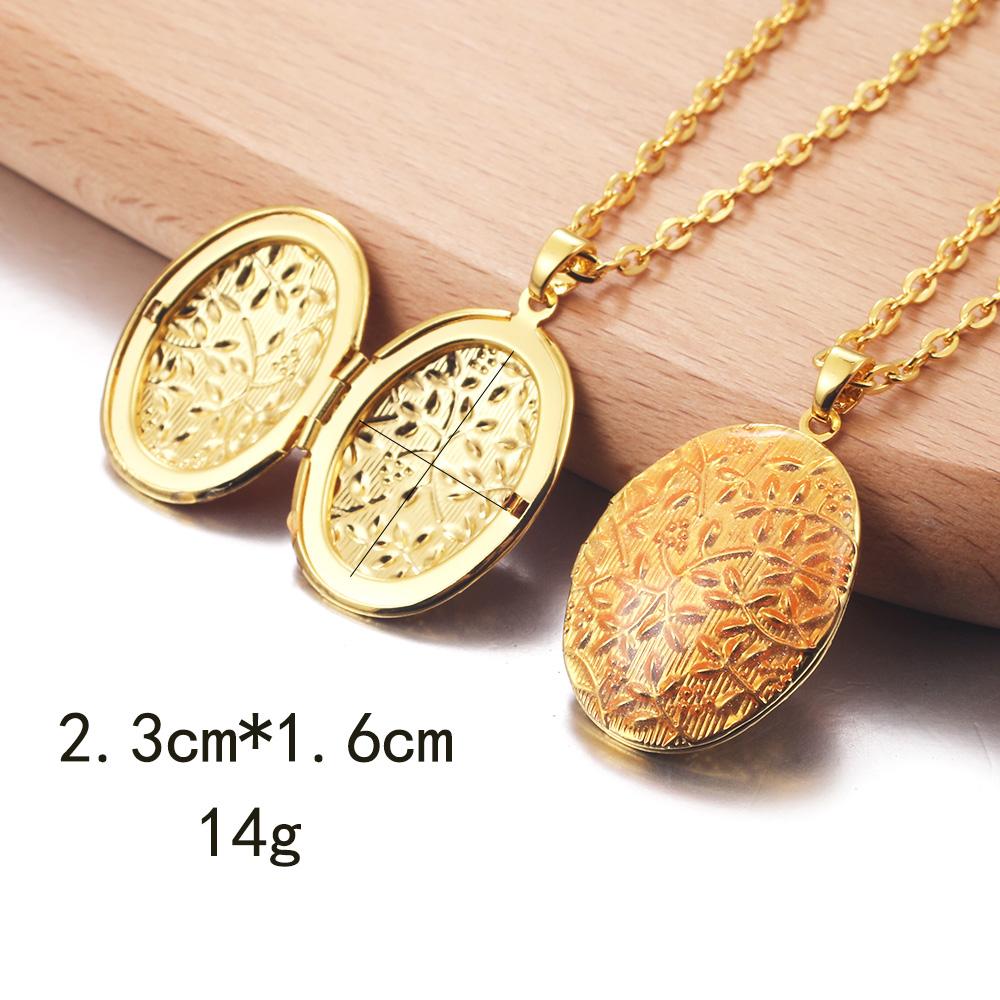Golden Locket Pendant Mood Necklace Emotion Women Men Lovers Photo Frame Box Choker Necklaces Fashion Love Enamel Jewelry