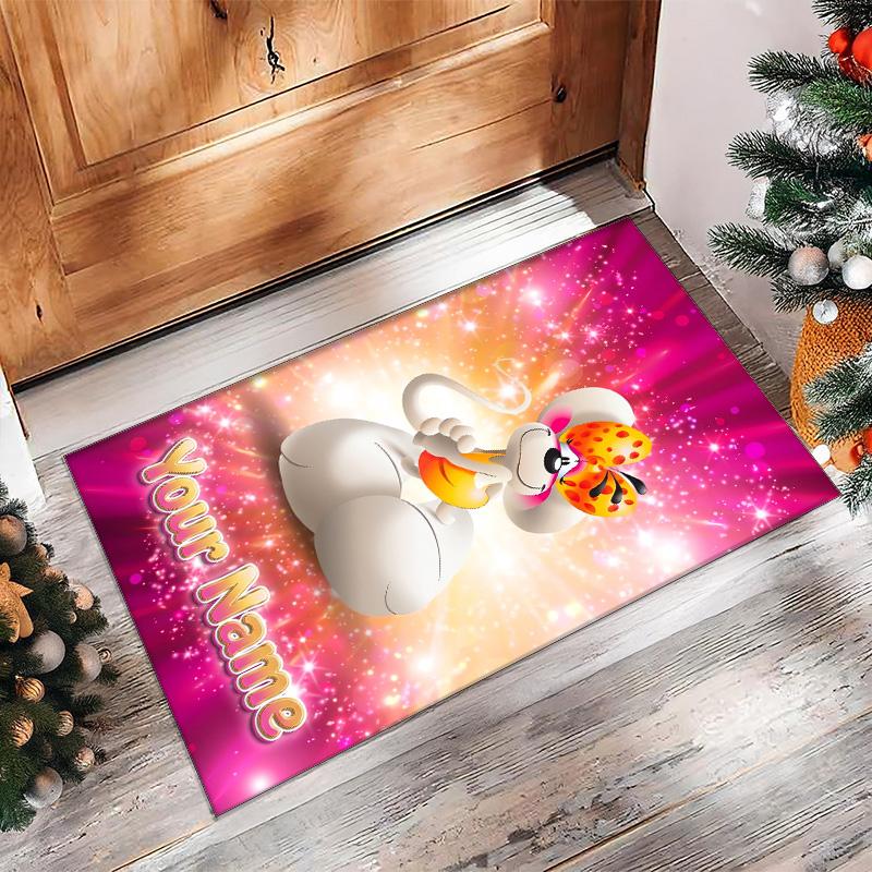 Diddl Crystal Velvet Rug, Custom Name Text Personalized Non‑Slip Floor Mat for Home Decor Gift
