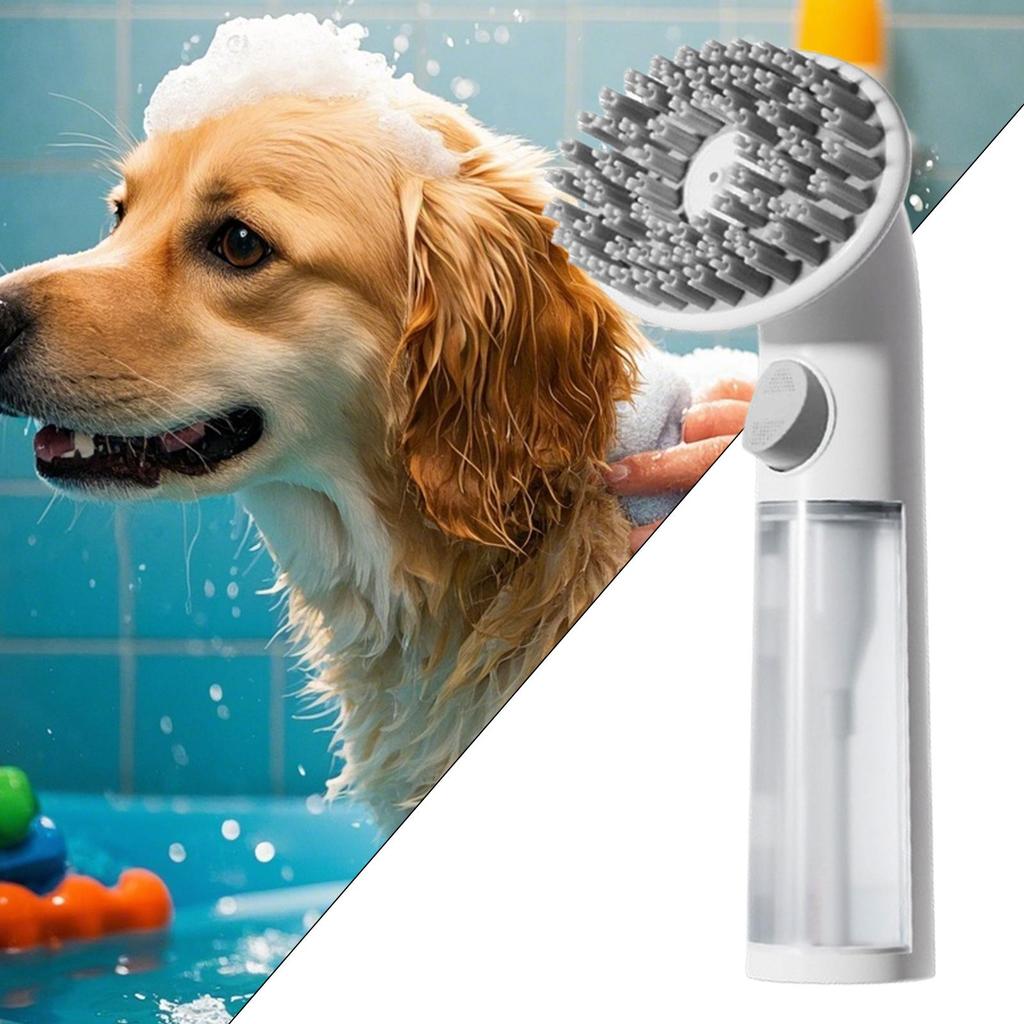 Dog Bath Brush Long Handle Silicone Scrubber Grooming Dog Scrubber For Bath For Shower Cleaning Shedding Remove Loose Coat