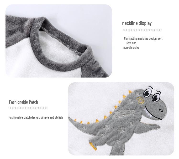 Children's Flannel Pajama Set - Warm Velvet for Boys & Girls, Middle & Big Kids, Autumn/Winter.