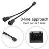 5Pcs 3Pin 1 To 2 Extension Cable Splitter CPU Chassis Fan Sleeve Adapter Power Line
