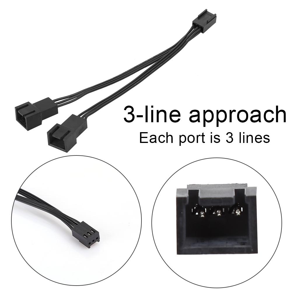 5Pcs 3Pin 1 To 2 Extension Cable Splitter CPU Chassis Fan Sleeve Adapter Power Line