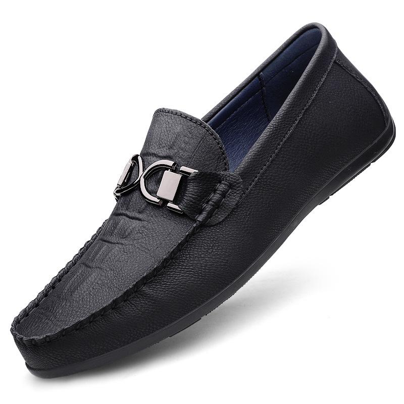 Men s Genuine Leather Crocodile Pattern Loafers - Slip-on, Soft Sole, Breathable, Business Casual Driving Shoes 43