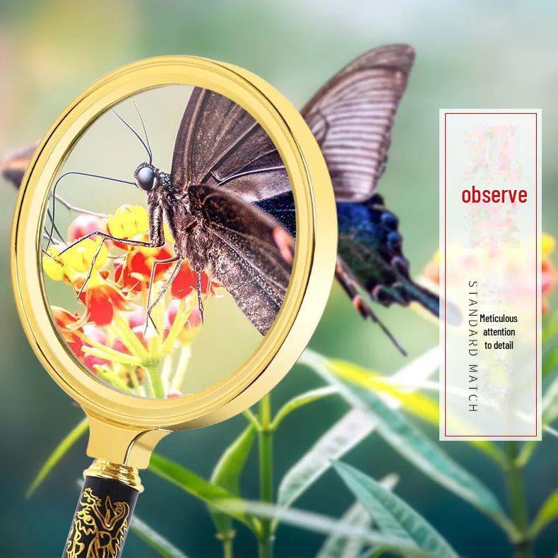 "100x HD High-Power Magnifying Glass for Elderly and Students - Handheld, Large, Ideal for Reading"