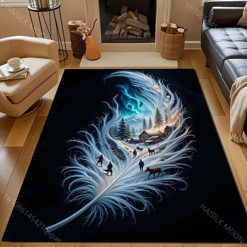 

Ковер с принтом «Мир перьев» для спальни, гостиной, прикроватный, под диван, напольный коврик, современный домашний декор, коврик для игровой зоны, большой размер 40x60cm (16x24in)