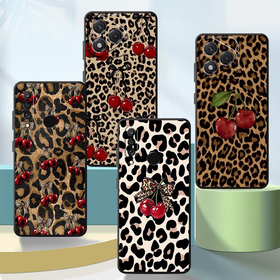 Funda Phone Cover Case for Huawei P20 Lite 2018 P30 P20 Pro P20 P40 Lite P Smart 2019 Leopard Cherry