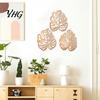 Monstera Leaf Wall Hanging 3Pcs Hollow Decoration, Wooden Tropical Art Plaque, Decorative Retro Ornament Sculpture with Hook for Living Room