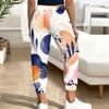 Women Plus Size Casual Printed Drawstring Waist Jogger Pants Side Pockets Cuffed Ankle