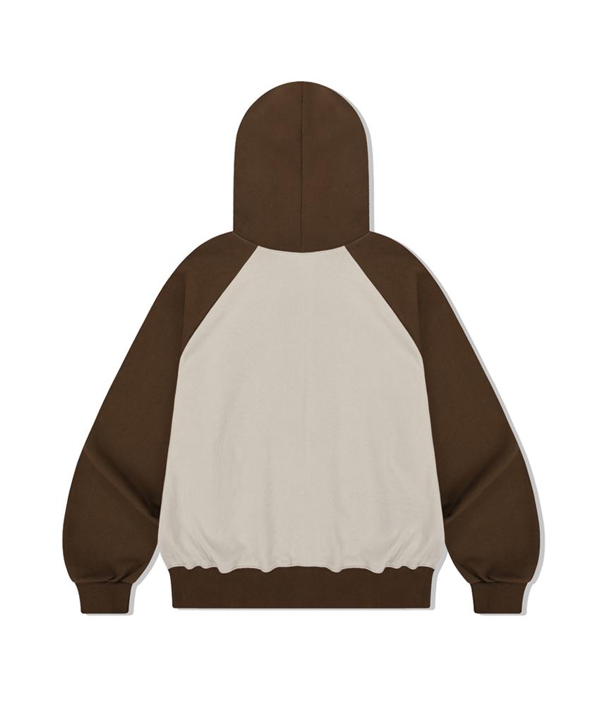 Pages Is Ii Basic Two-Way Raglan Color Block Zip-Up Hoodie Brown