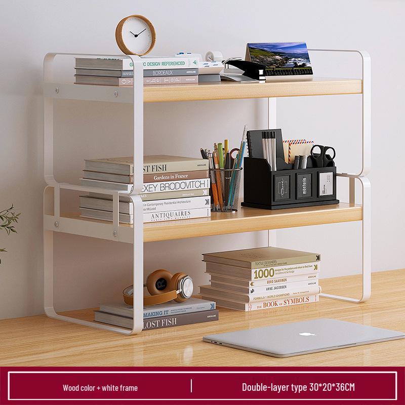 Wrought Iron Desktop Bookshelf for Bedroom, Living Room, or Office - Small, Simple Tabletop Organizer