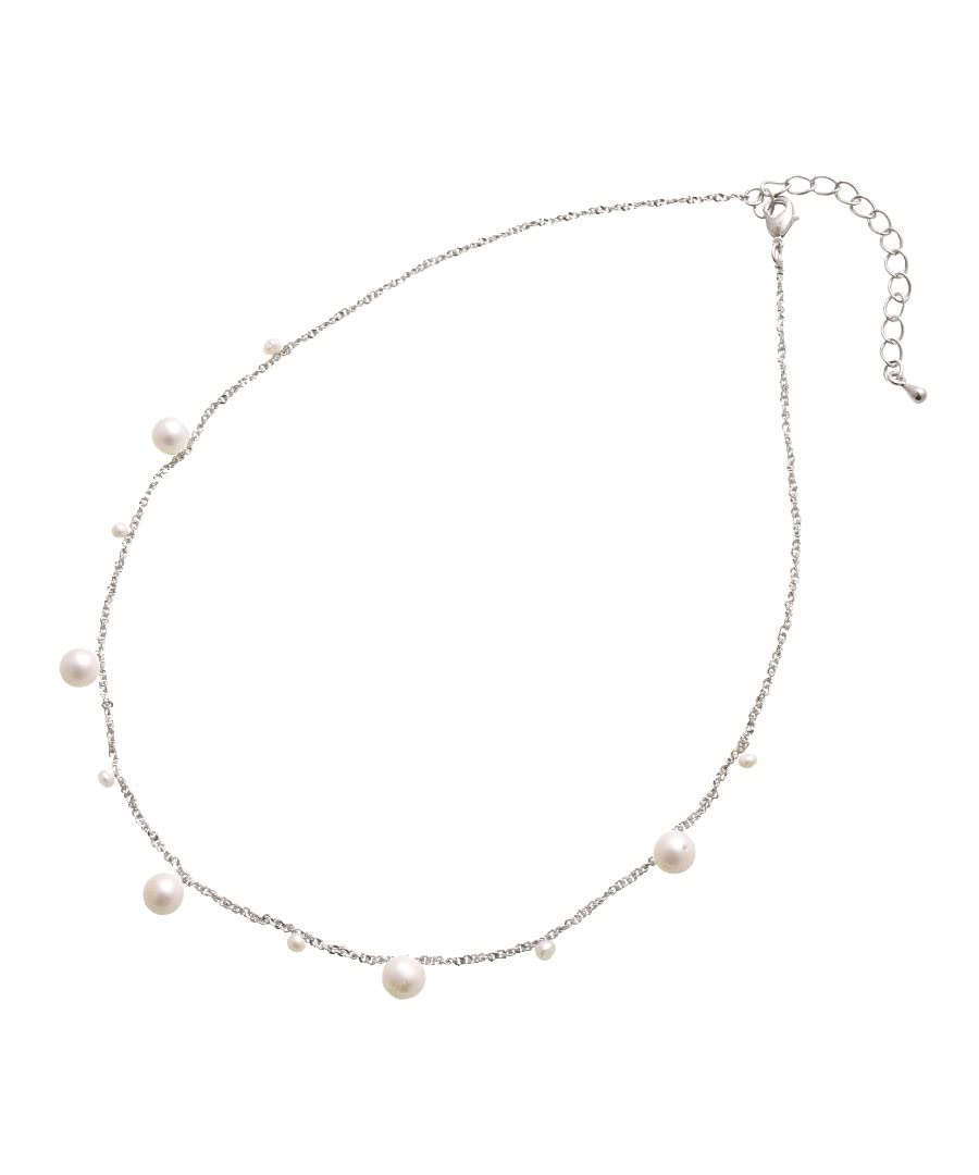 

[VINGTAINE] Freshwater Pearl Necklace, Medium Chain, Screw Chain, Simple, Gift for Women, Casual and Cute, C3330-S-
