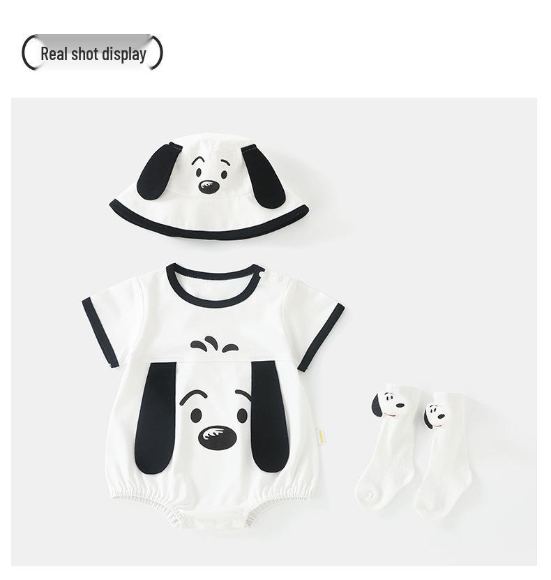 DUUDUU Long-eared Dog Cotton Romper - Summer Cooling Infant Bodysuit for Baby Boys, Class A Quality.