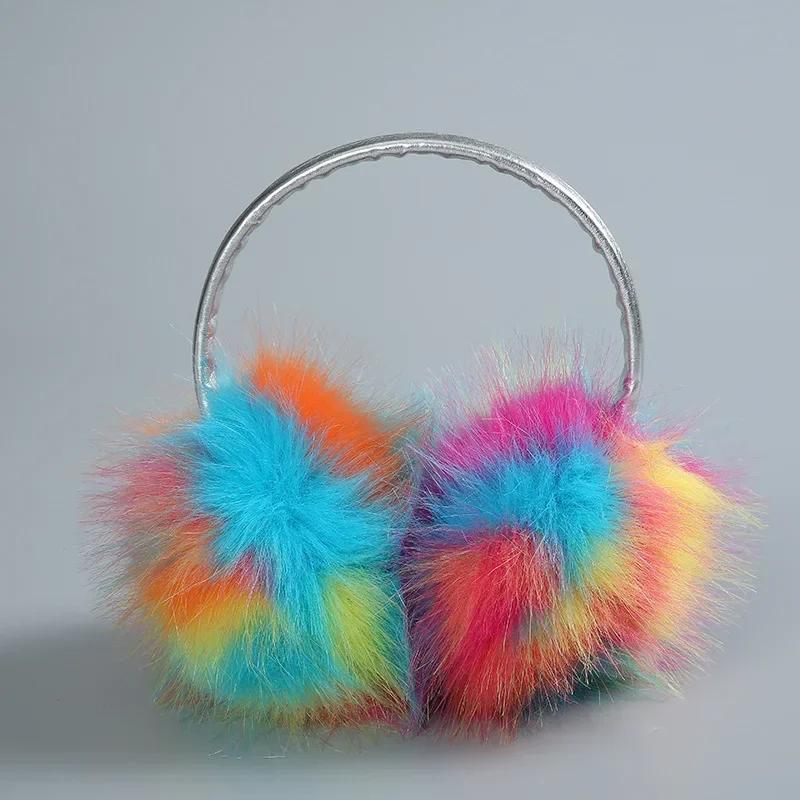 Fashion Color Fluffy Fairy Cold - Proof Imitation Rabbit Fur Top - Mounted Earmuffs for Warm Winter