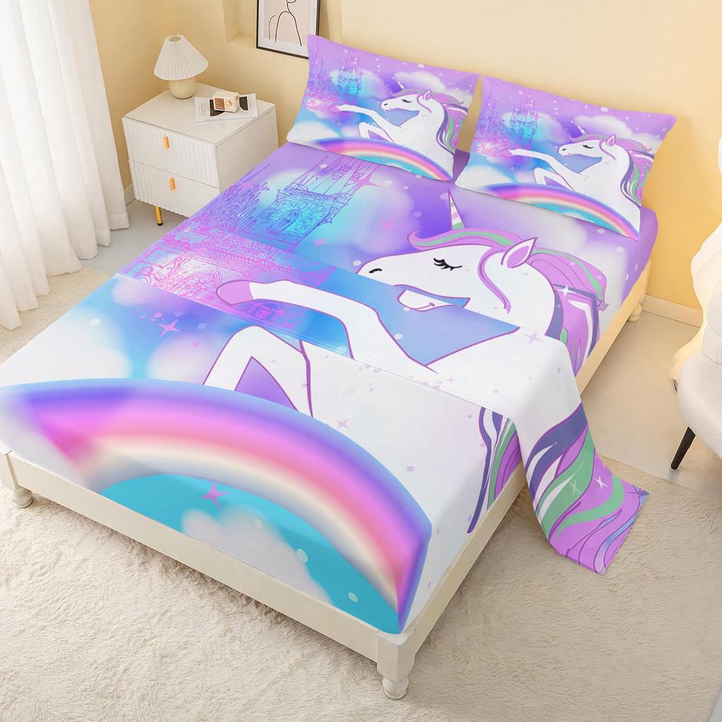 Cartoon animal little dinosaur pattern bed hat four-piece bedding set bedroom dormitory bedding decoration