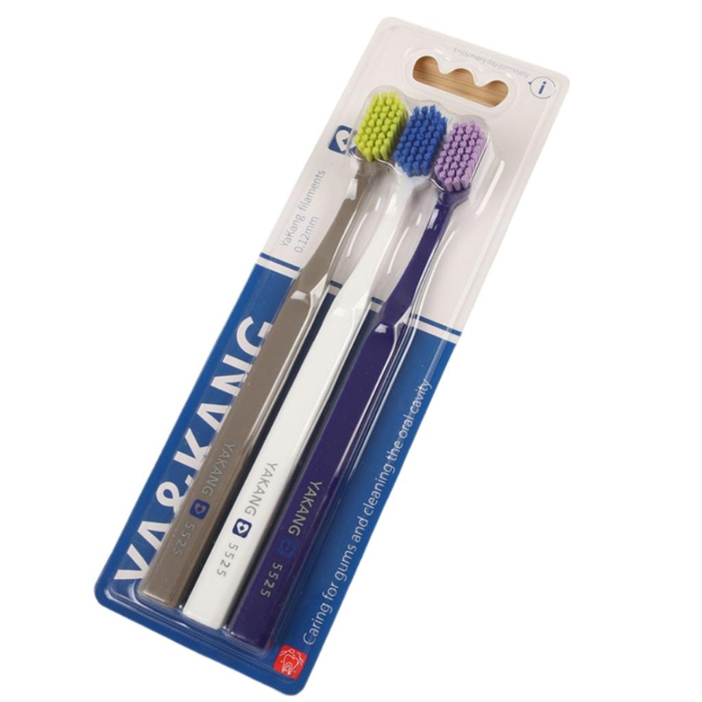 3Pcs Wide Head Toothbrush Set Deep Cleaning Orthodontic Anti-Slip Handle Oral Hygiene Kit For Family Travel