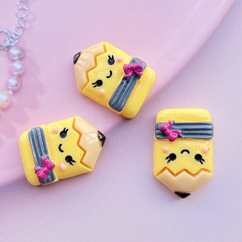 8pcs/Lot Hand Painted Kawaii Resin Mixed Mini Stationery Flatback Cabochons For Hair Bow Centers DIY Scrapbooking Decor D40