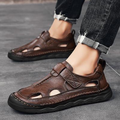 Nuovi Sandali da Uomo Traspiranti Estivi Sandali Romani alla Moda Scarpe Casual da Uomo in Pelle Fatte a Mano Sandali da Spiaggia da Uomo con Zeppa per Esterno