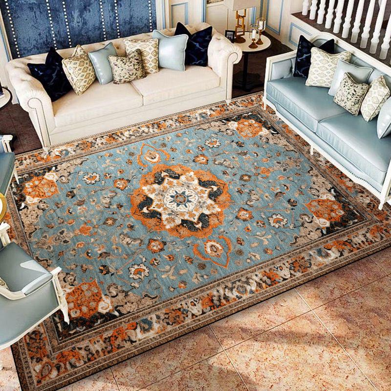 American Style Blue Persia Carpet Living Room Decoration Sofa Table Area Rugs Easy Clean Bedroom Cloakroom Floor Mat Non-slip