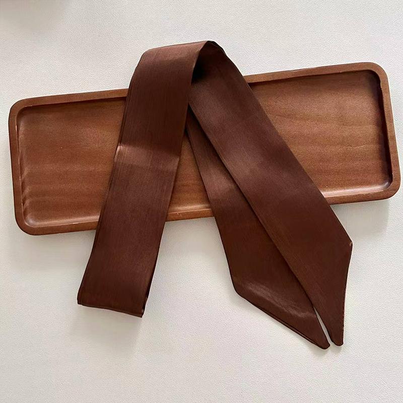 Women Long Narrow Scarf 190x4.5cm Polka Dot Satin Ribbon Headband Choker Multi Functional Accessory for Bags