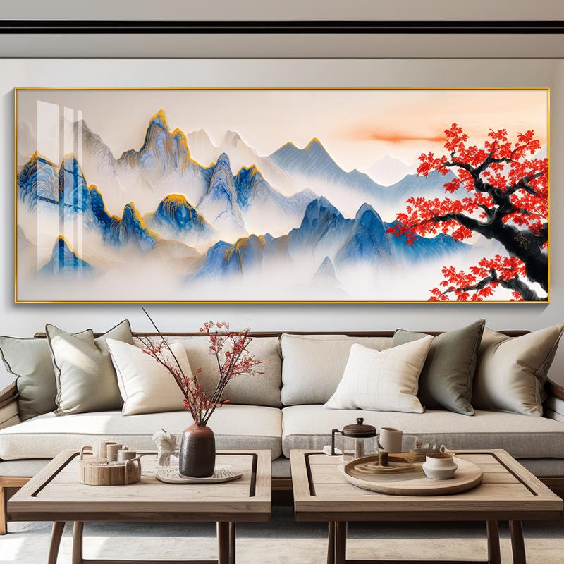 Eastern Aesthetics Landscape Painting Living Room with Hanging Paintings and Backrests Decorative Paintings Posters Home Decor