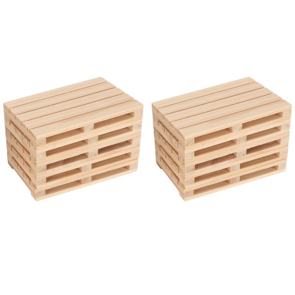 10pcs Skid Resistance Mini Pallet Coasters Rectangle Drink Coasters Wooden Coasters  For Office