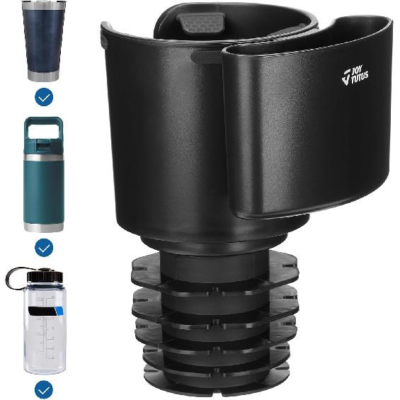 JOYTUTUS Car Cup Holder Extender, 2-In-1 Cup Holder For Cars With Phone Holder, Compatible With Yeti, Compatible With Hydro Flask, Compatible With
