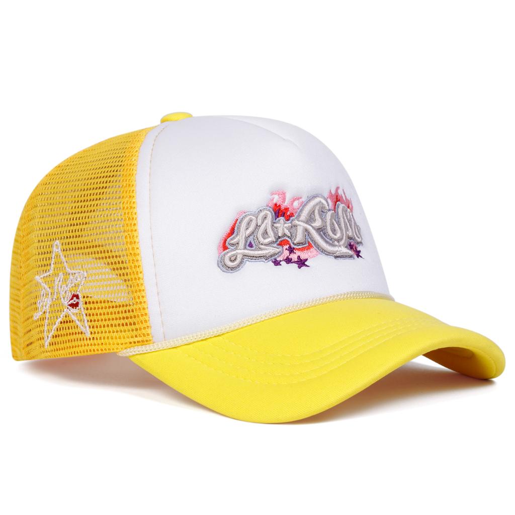 Unisex Larona Flame Embroidery Baseball Net Caps Spring And Summer Outdoor Adjustable Casual Hats Sunscreen Hat