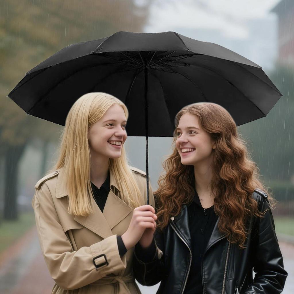 Windproof Rain Umbrellas Parasol Heavy-Duty 12-Rib UV Protection Large Lightweight Folding Umbrella For Outdoor Sun Golf Dorm