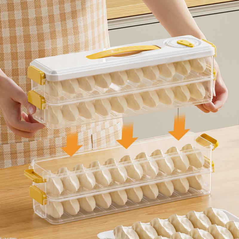 Food-Grade Dumpling Storage Box for Freezer - Keeps Dumplings and Wontons Fresh In Refrigerator or Freezer