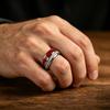 Luxury Red Opal & Meteorite Inlay Rings for Men Women, Fashion 8mm CopperColor Men Stainless Steel Rings, Wedding Band Jewelry