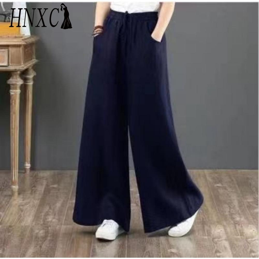 HNXC Dámské módní ležérní jednobarevné kalhoty a capris