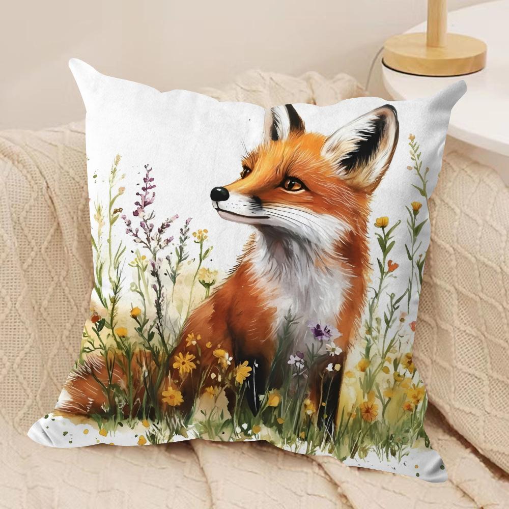 Fox printed Cushion Cover Soft Plush Fabric DoubleSided Printed Cushion Covers for All Seasons Modern HomeDecor Gift