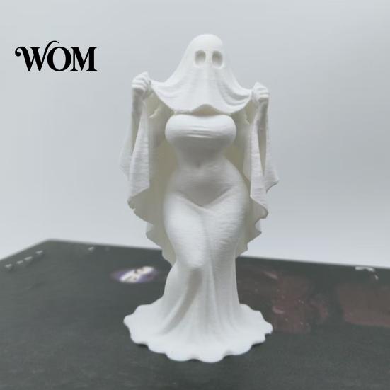 Themed Window Display Decoration 3D Printed Halloween Ghost Bride Statue Ornament, Female Figure Sculpture with Anti-fall Decor Stable Base,