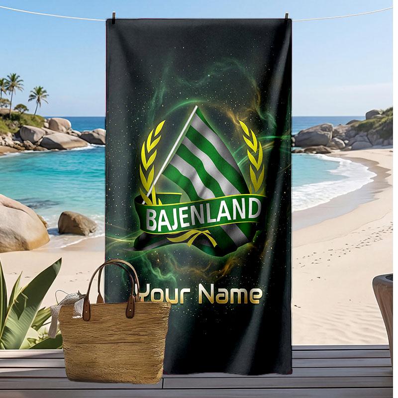 Hammarby Gepersonaliseerde Bedrukte Strandlaken Voetbal Logo Steun Aangepaste Naam Tekst Absorberende Handdoek Voor Sport Reizen Speciaal Cadeau