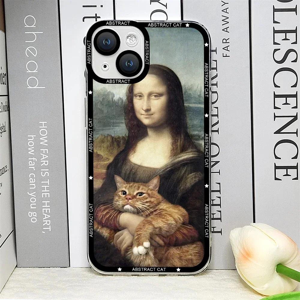 

Van-Gogh Gustav Klimt Mona Lisa Fun Cat Art Phone Case for IPhone 11 12 13 14 15 16 Pro Max Mini XS X 7 8 Plus Clear Soft Covers iPhone 16 Pro